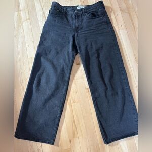 Abercrombie Curve Love Low Rise Ultra Wide Jeans — black wash